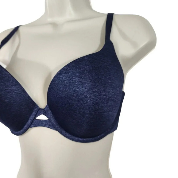 Victorias Secret Perfect Shape Bra Women Size 32DD Heather Blue Underwire Padded - Picture 2 of 7